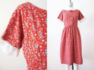 Vintage 60s Floral Cotton Sundress S